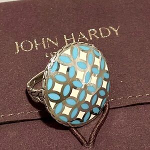John Hardy Kawung Pattern Enamel Detail Disc Ring
